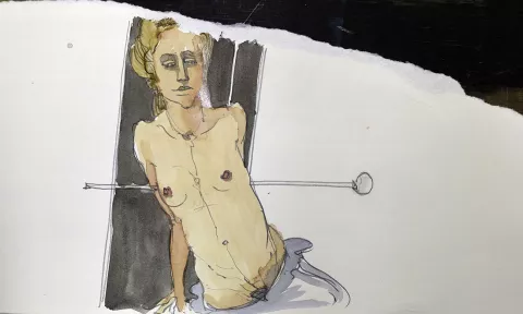 Frauenakt gerissenes Papier